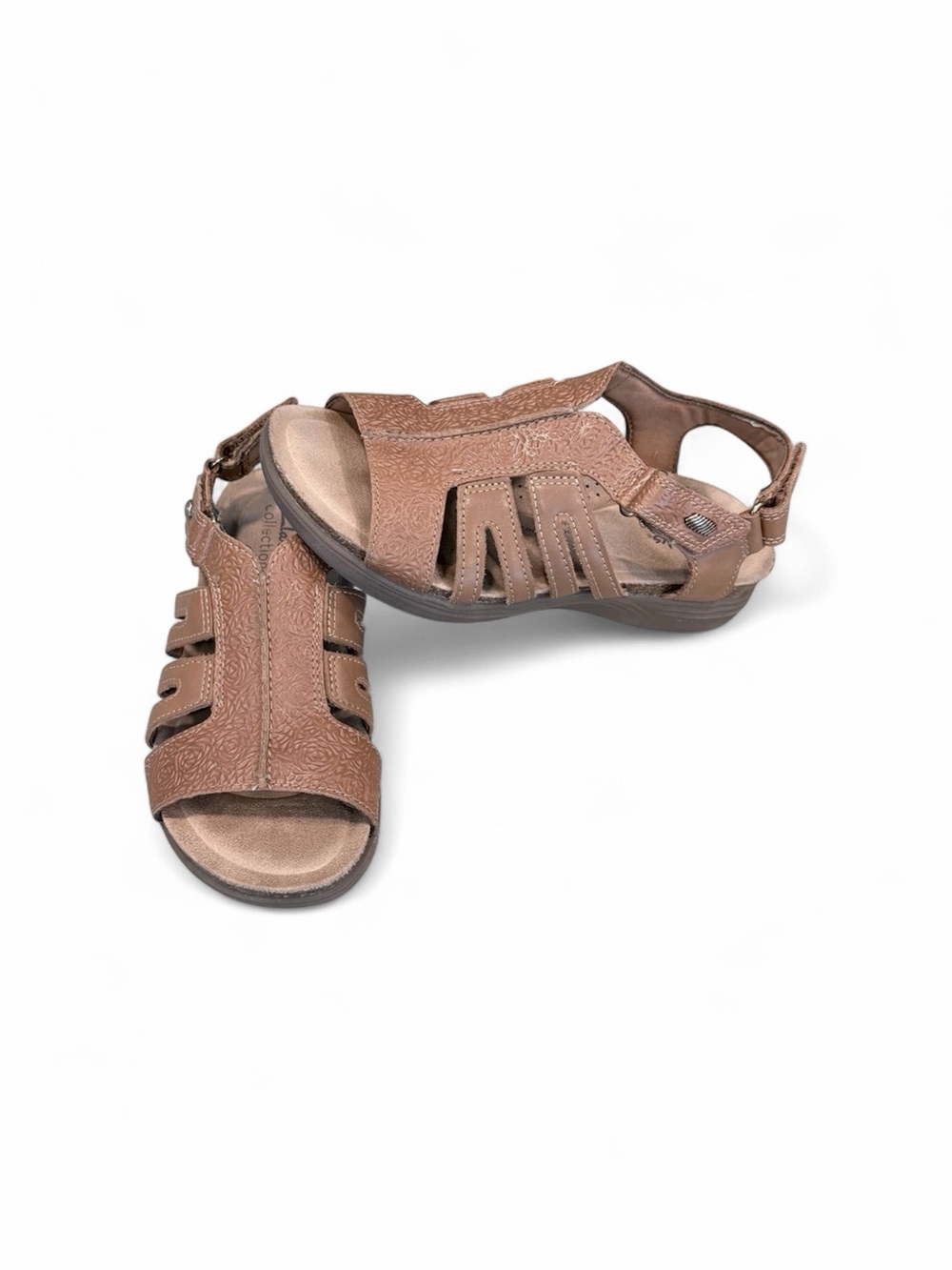 Clarks April Belle Brown Leather Cutout Slingback Sandals sz 5.5